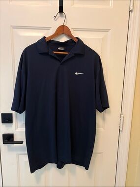 Nike Men's Navy Polo with White Swoosh